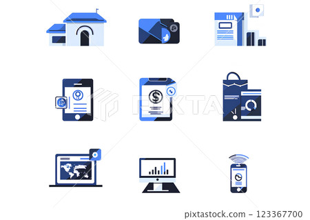 Pictogram of online business system 123367700