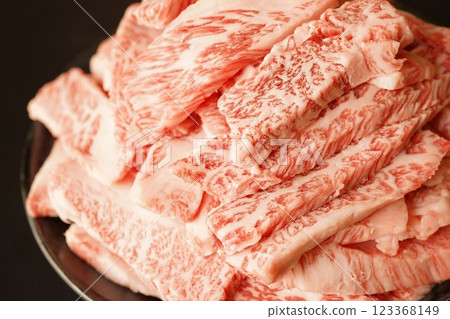 Specially selected Kuroge Wagyu beef rib cuts Specially selected Kuroge Wagyu beef rib cuts 123368149