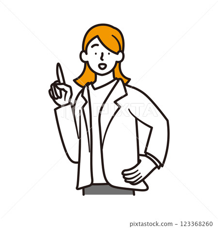 一位女商人面帶微笑指著的簡單插畫素材 123368260