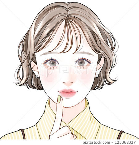 A woman with trembling lips 123368327