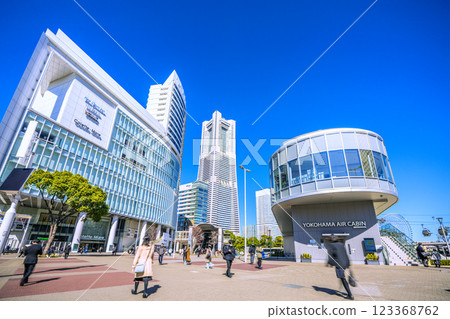 Yokohama cityscape, Japan, February 26th. In front of Sakuragicho Station. View of YOKOHAMA AIR CABIN Sakuragicho Station, etc. 123368762