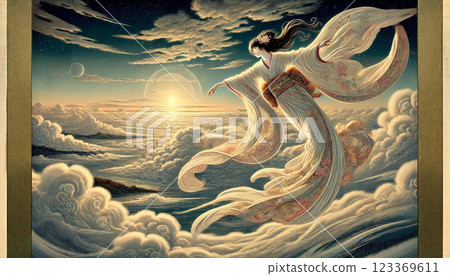 A celestial maiden descends from the sky 123369611