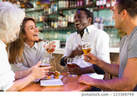 Diverse people talking and laughing 123369749