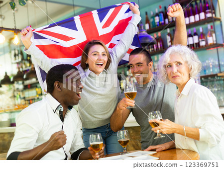 Happy diverse group celebrating Britain 123369751