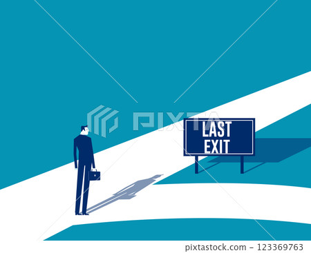 Businessman with a bag on the last exit before the bridge. Business vector concept Businessman with a bag on the last exit before the bridge. Business vector concept 123369763