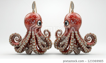 Jewelry Octopus Earrings with Gemstones 123369985