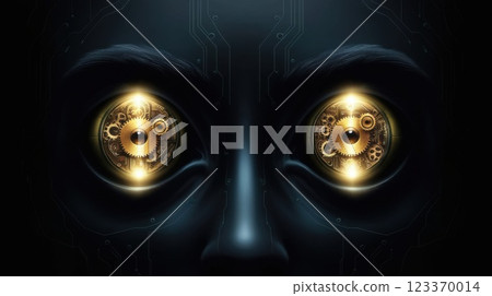 Close up eyes of technologies in the futuristic. : contact lens 123370014