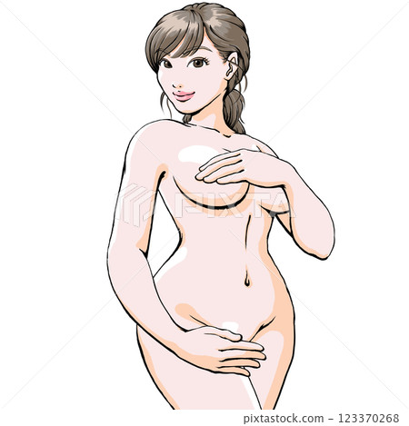 手胸罩和手褲_裸體年輕女子決定性感姿勢_上身 手胸罩和手褲_裸體年輕女子決定性感姿勢_上身 123370268