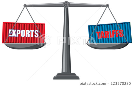 Balancing Exports and Tariffs Illustration 123370280