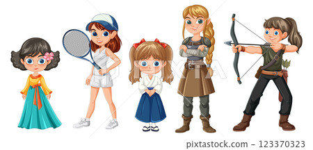 Diverse Characters in Various Attires 123370323
