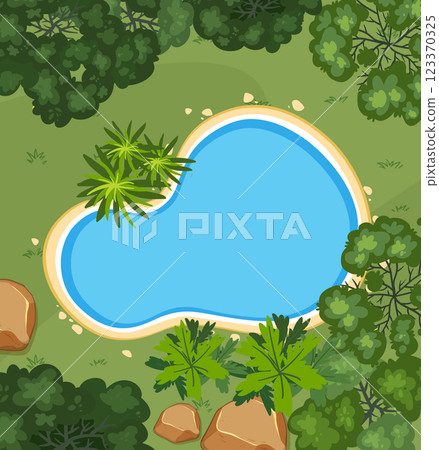 Aerial View of Tropical Oasis 123370325
