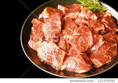 Grilled beef skirt steak 123370582