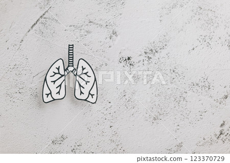 Decorative white lungs paper on gray for World TB Day. Raising awareness of tuberculosis Decorative white lungs paper on gray for World TB Day. Raising awareness of tuberculosis 123370729