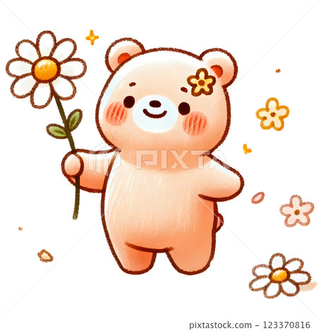 bear with flower bear with flower 123370816