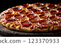 Pepperoni pizza close-up 123370933