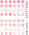 Spring cherry blossom icon material (vector, 2 colored types) 123371042