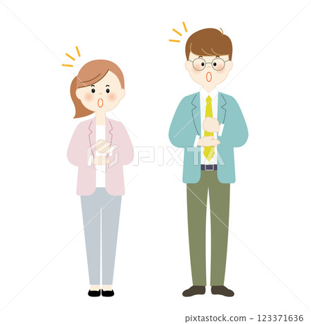 A young business man and woman with inspiration, whole body 123371636