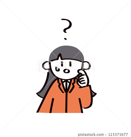 Illustration of a doubtful businesswoman 123371677