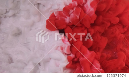 Fog shimmer. Glitter texture paint. Defocused red white haze mist ink fume vapor liquid smoke cloud sparkle flow on art background. 123371974