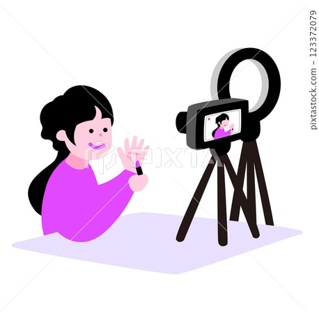 女主播在鏡頭和燈光前拍攝妝容影片_日本網紅主播的幕後花絮 女主播在鏡頭和燈光前拍攝妝容影片_日本網紅主播的幕後花絮 123372079