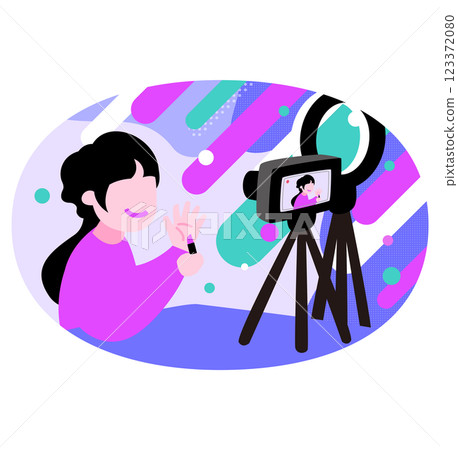 人氣女主播在鏡頭前拍攝妝容影片_網紅主播的幕後花絮 人氣女主播在鏡頭前拍攝妝容影片_網紅主播的幕後花絮 123372080