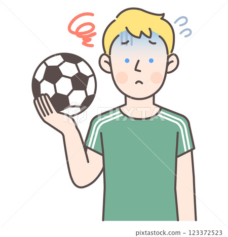 白人男足球員，球色蒼白 123372523