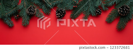 Festive New Year's greeting with '2025' numerals and Christmas decorations on a glittering background. 123372681