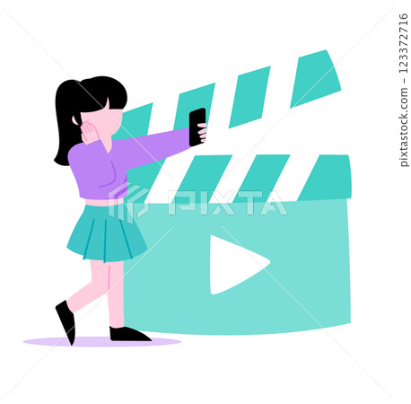 匿名女主播與網紅串流影音插圖：從小學到高中的青少年自拍影片圖片 123372716