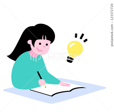 小學生學習_孩子們在筆記本上寫字、學習、準備考試的插圖 123372720