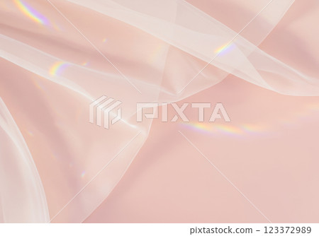 背景材質為柔軟透明的織物,淡粉紅色背景有光反射(AI 產生的影像) 背景材質為柔軟透明的織物,淡粉紅色背景有光反射(AI 產生的影像) 123372989