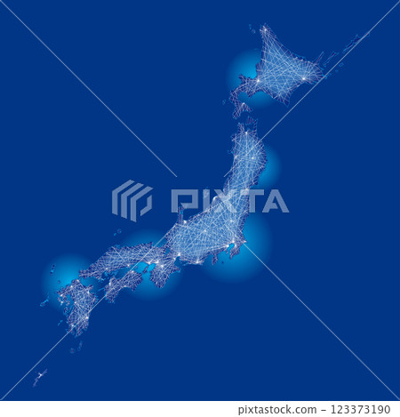 日本地圖的網路圖像、日本列島地圖 通訊、基礎設施、物流圖像 深色背景 日本地圖的網路圖像、日本列島地圖 通訊、基礎設施、物流圖像 深色背景 123373190