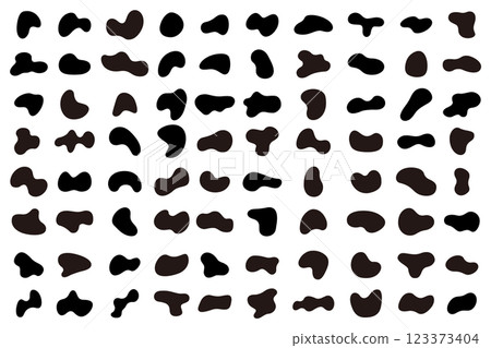 Fluid shapes, squishy, liquid, illustration set, loose shapes, silhouettes, variations, vector 123373404