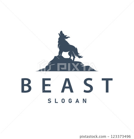black silhouette design logo wolf wild animal simple illustration template 123373496