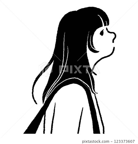 一個有思想的年輕女子的輪廓向量線圖 123373607