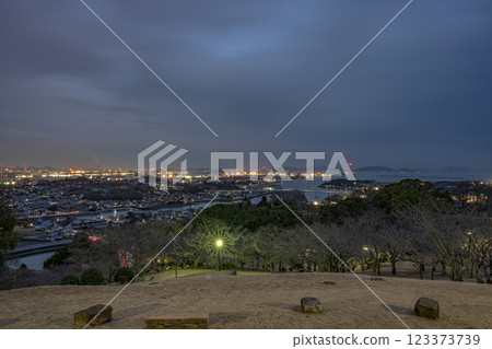 Beautiful night view of Tamashima, Kurashiki city, Okayama prefecture, Japan 123373739