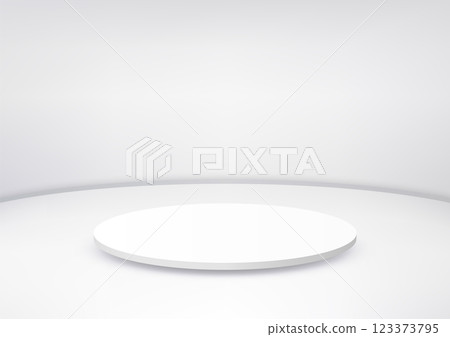 modern 3d white circular platform on same background for product display mockup 123373795