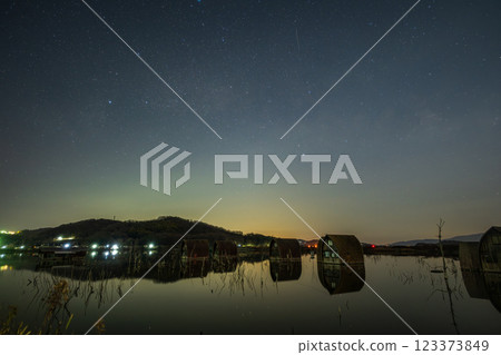 A very beautiful starry sky in Setouchi City, Okayama Prefecture, Japan 123373849