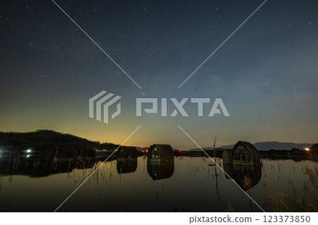 A very beautiful starry sky in Setouchi City, Okayama Prefecture, Japan 123373850