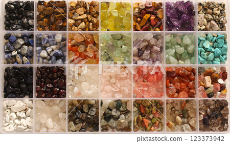 Container of Natural Stone Bead Chips For Jewelry Making 123373942