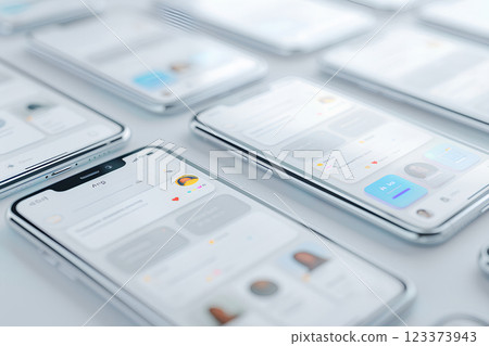 Multiple smartphones on a table 123373943