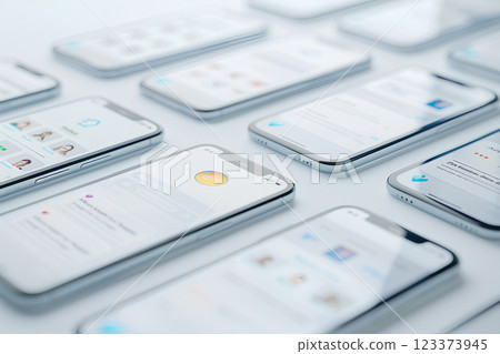 桌子上有多個智慧型手機 123373945
