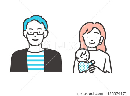 Vector illustration icon of a couple with a baby 123374171