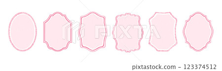 Simple vintage style frame set: Pink retro style frames 123374512
