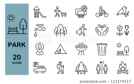 Park icon set 123374517