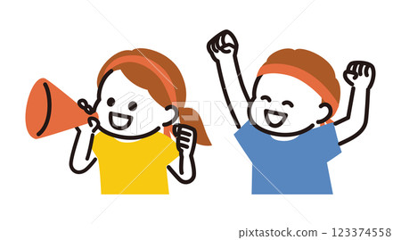 Children cheering Children cheering 123374558