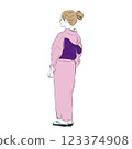 The back of a woman wearing a kimono 123374908
