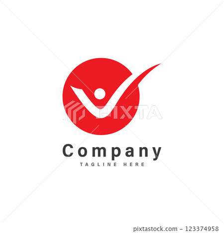 letter v with people logo vector illustration icon 123374958