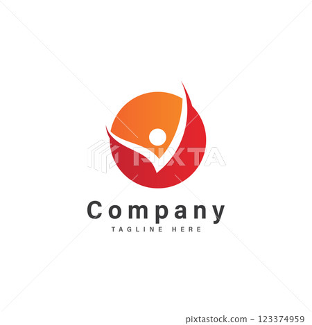 letter v with people logo vector illustration icon 123374959