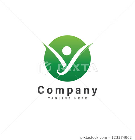 letter v with people logo vector illustration icon 123374962