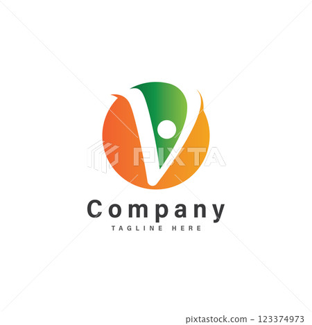 letter v with people logo vector illustration icon 123374973